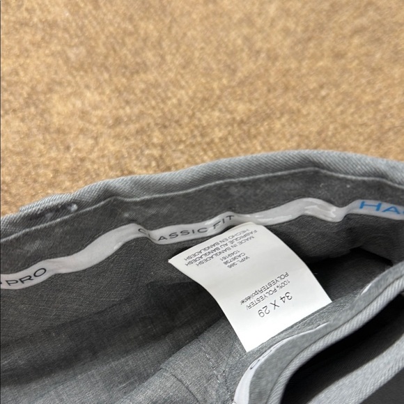 Haggar Men’s Cool 18 Pro Classic Fit 34x29 Light Grey Dress Pants NWT - Picture 5 of 11